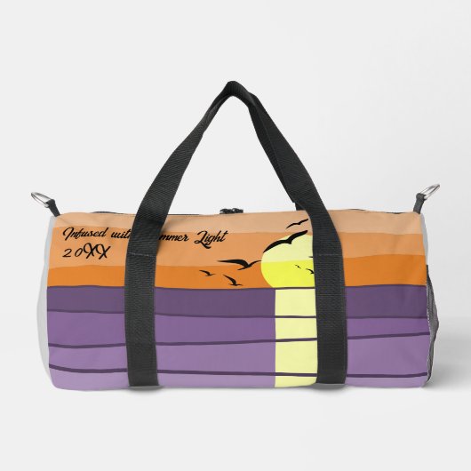 Summer Event Sponsor Script Logo Feld Full Sunset Duffle Bag (Vorderseite)