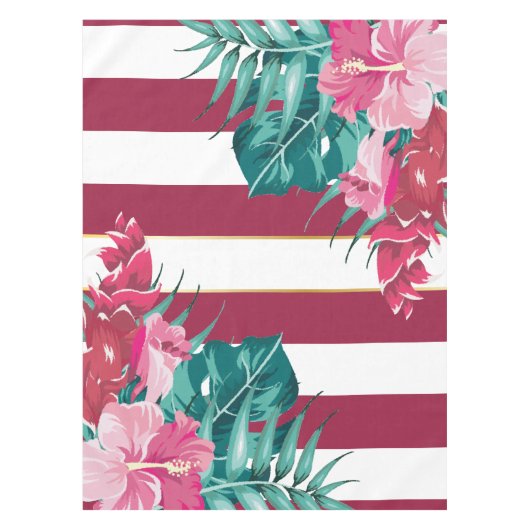 Summer Exotic Blume gestreift Burgund Tischdecke (Vorderseite)