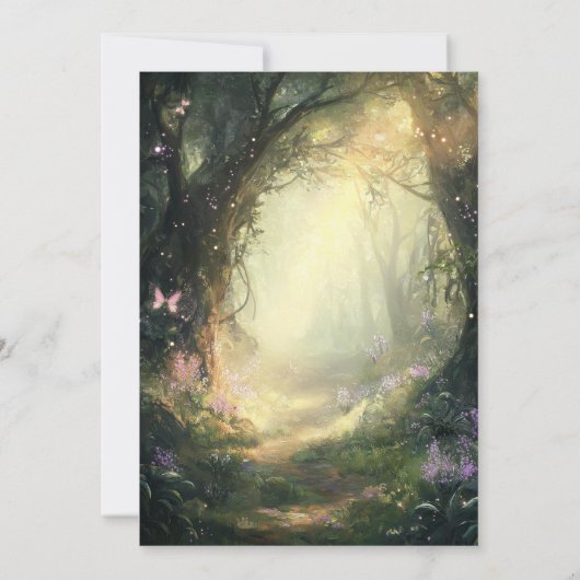 Summer Fairy Tale verzauberter Wald Quinceañera Einladung (Rückseite)