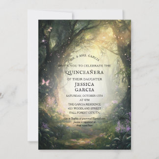Summer Fairy Tale verzauberter Wald Quinceañera Einladung