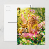 Summer Fairy und Playful Fox Postkarte (Vorne/Hinten)
