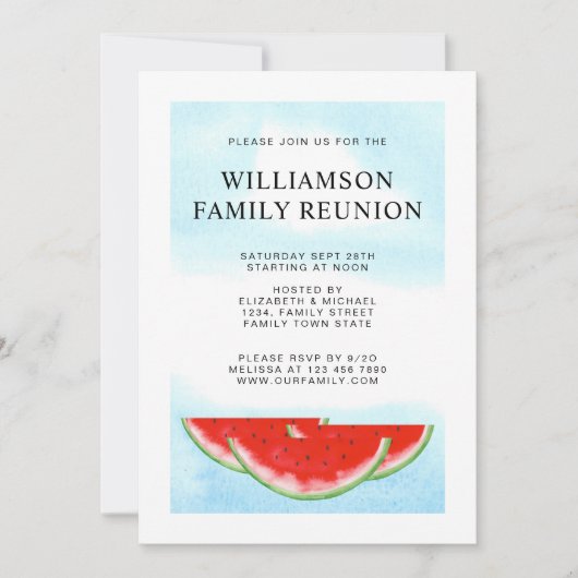 Summer Family Wiedersehen Party Picnic GRILLEN Wat Einladung (Vorderseite)