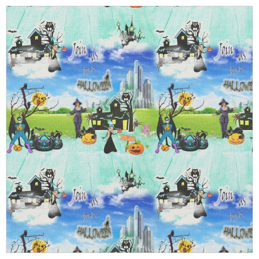 Summer Fantasy Halloween Einladung wiederholen Stoff (Nahaufnahme)