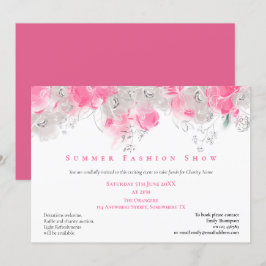 Summer Fashion Show Florals Pink Gray Einladung