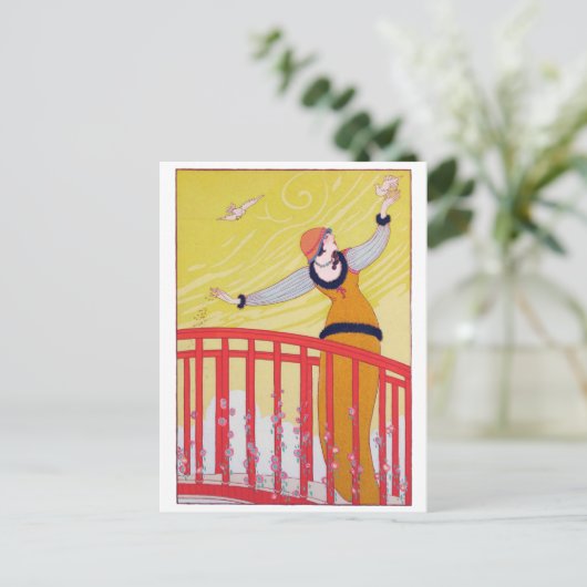 Summer Fashion Zeichnend Yellow Charles Martin Art Postkarte (Stehend Vorderseite)