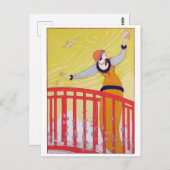 Summer Fashion Zeichnend Yellow Charles Martin Art Postkarte (Vorne/Hinten)