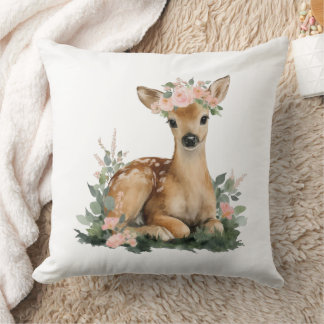 Summer Fawn Watercolor Baby Shower Kissen