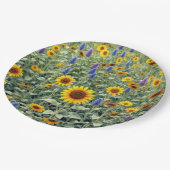 Summer Field of Sunflowers and Wildflowers Pappteller (Schrägansicht)