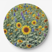 Summer Field of Sunflowers and Wildflowers Pappteller (Vorderseite)
