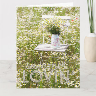 Summer Field Wild Blume Daisies + Text Karte