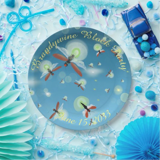Summer Firefly Blue Ombre Custom Pappteller (Party)