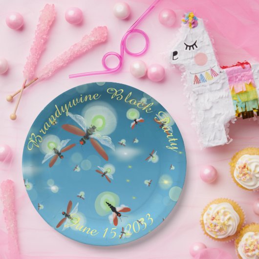 Summer Firefly Blue Ombre Custom Pappteller (Party)