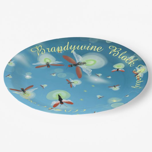 Summer Firefly Blue Ombre Custom Pappteller (Schrägansicht)