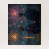 Summer Fireworks by the Lake with a Yukata Couple Puzzle (Vertikal)