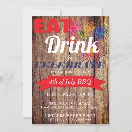 Summer Fireworks GRILLEN Einladung (Vorderseite)