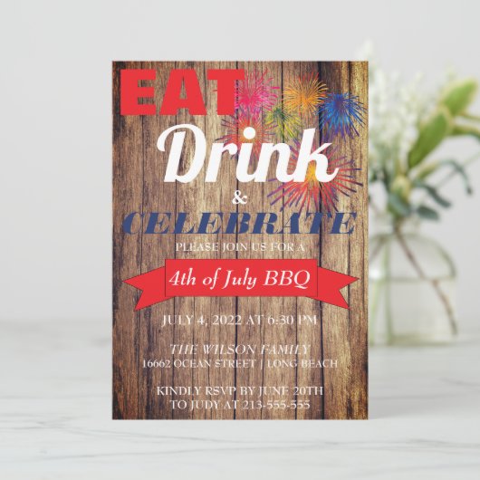 Summer Fireworks GRILLEN Einladung (Stehend Vorderseite)