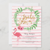 Summer Flamingo Baby Dusche Einladung (Vorderseite)