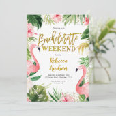 Summer Flamingo Bachelorette Wochenende Einladung (Stehend Vorderseite)