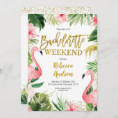 Summer Flamingo Bachelorette Wochenende Einladung (Vorne/Hinten)