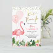 Summer Flamingo Balloon Einladung zum Geburtstag (Stehend Vorderseite)