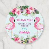 Summer Flamingo Birthday Party Danke Geschenkanhänger (Rückseite)