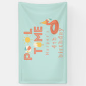 summer flamingo birthday pool party Outdoor Banner (Vertikal)