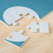 Summer Flamingo | Blue Polka Dots Decorative Puzzle (Seite)