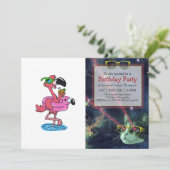 Summer Flamingo Cartoon | Hintergrundfarbe auswähl Einladung (Stehend Vorderseite)