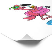 Summer Flamingo Cartoon | Hintergrundfarbe auswähl Fotodruck (Ecke)