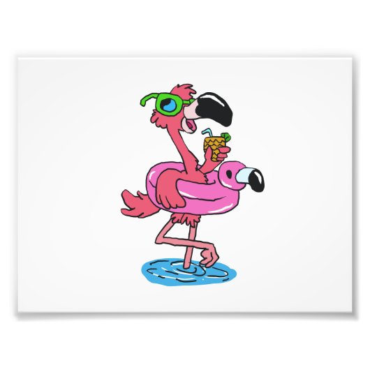 Summer Flamingo Cartoon | Hintergrundfarbe auswähl Fotodruck (Vorne)