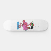 Summer Flamingo Cartoon | Hintergrundfarbe auswähl Skateboard (Horizontal)