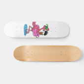 Summer Flamingo Cartoon | Hintergrundfarbe auswähl Skateboard (Horizontal)