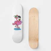 Summer Flamingo Cartoon | Hintergrundfarbe auswähl Skateboard (Vorderseite)