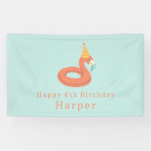 summer flamingo float kids birthday pool party banner (Horizontal)