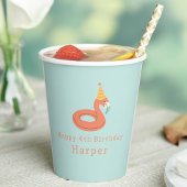 summer flamingo float kids birthday pool party pappbecher