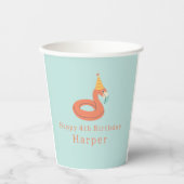 summer flamingo float kids birthday pool party pappbecher (Vorderseite)