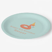 summer flamingo float kids birthday pool party pappteller (Schrägansicht)