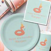 summer flamingo float kids birthday pool party pappteller