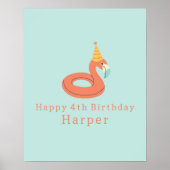 summer flamingo float kids birthday pool party poster (Vorne)