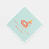 summer flamingo float kids birthday pool party serviette (Ecke)