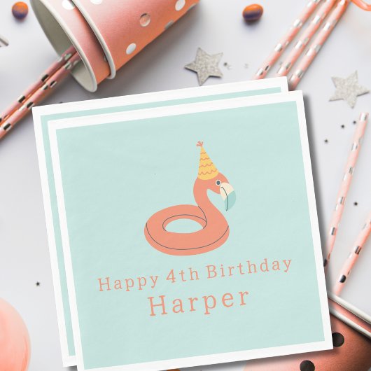 summer flamingo float kids birthday pool party serviette