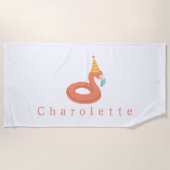 summer flamingo float kids birthday pool party strandtuch (Vorderseite)