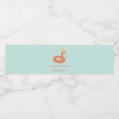 summer flamingo float kids birthday pool party wasserflaschenetikett (Einzelnes Label)