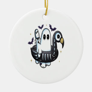 Summer Flamingo Floatie Keramik Ornament