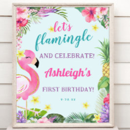 Summer Flamingo Geburtstagsparty Begrüßungszeichen Poster