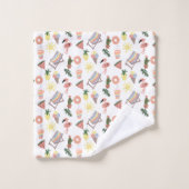 Summer Flamingo Hand Drawn Doodles Badhandtuch Set (Waschlappen)