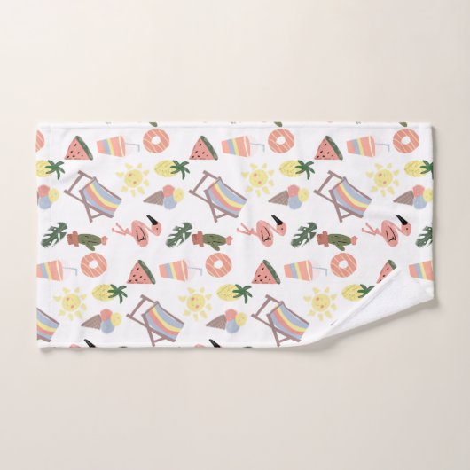 Summer Flamingo Hand Drawn Doodles Badhandtuch Set (Handtuch)