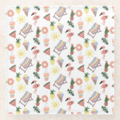 Summer Flamingo Hand Drawn Doodles Glasuntersetzer (Vorderseite)