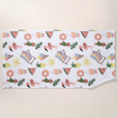 Summer Flamingo Hand Drawn Doodles Strandtuch (Vorderseite)
