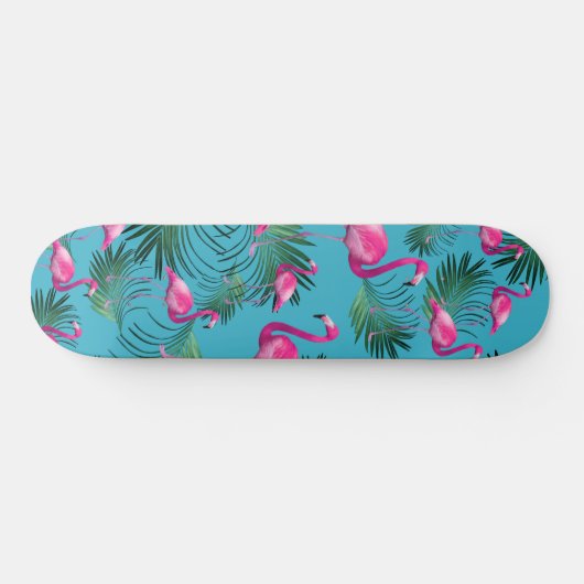 Summer Flamingo Palm Vibes #2 Skateboard (Horizontal)